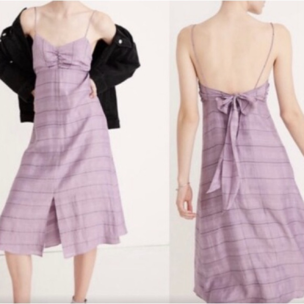 Madewell Lavender Midi Dress with Bow